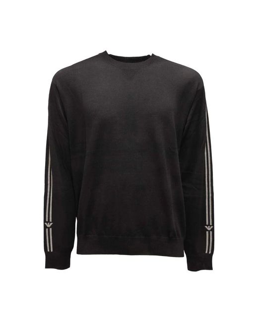 Armani Gestreifter Wollpullover in Black für Herren