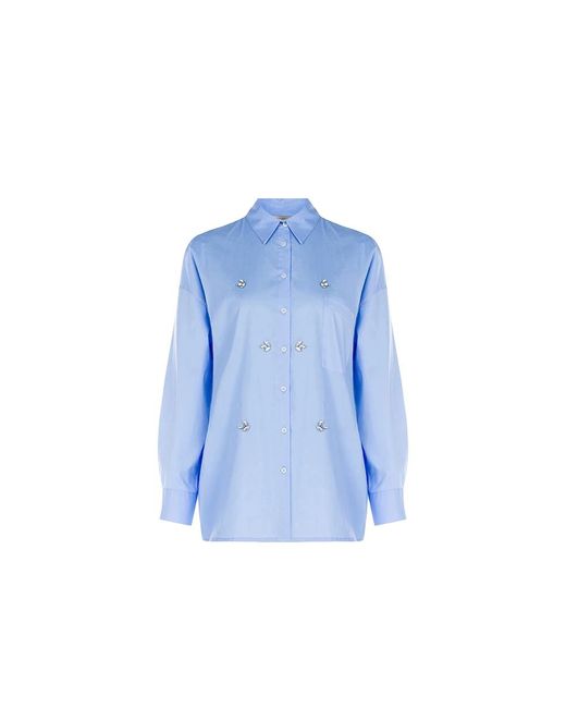 Camisa con cristales Rinascimento de color Blue