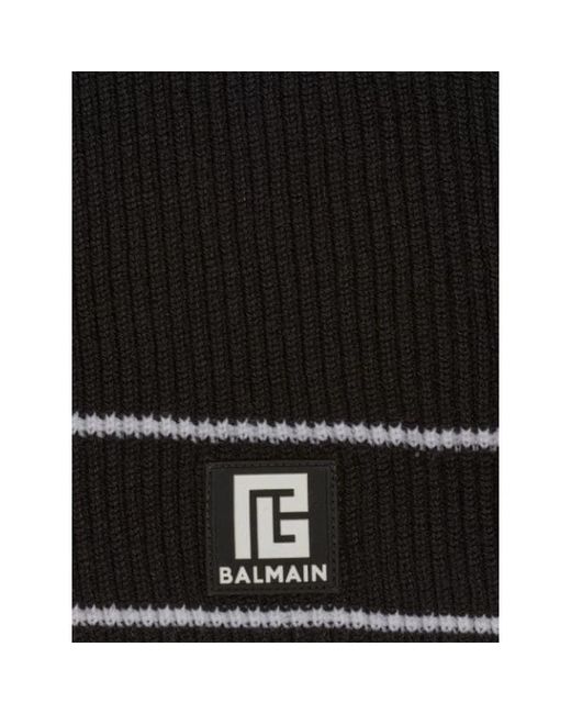 Balmain Black Winter Scarves for men