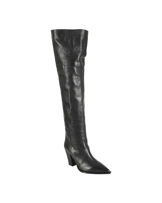 Bettina Vermillon Black Over-The-Knee Boots