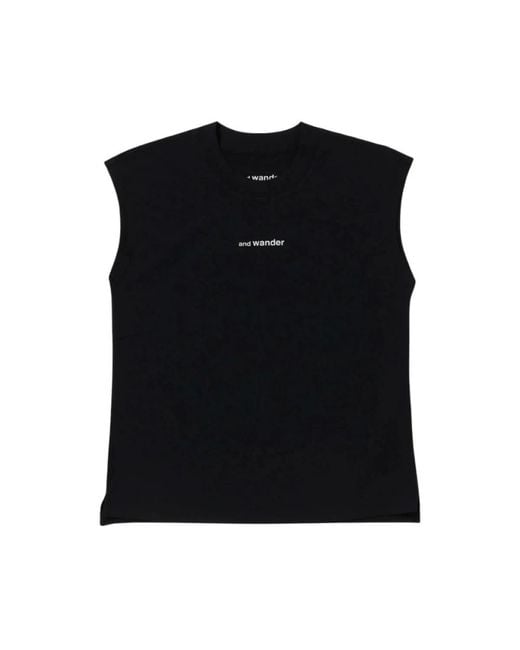And Wander Black Sleeveless Tops for men