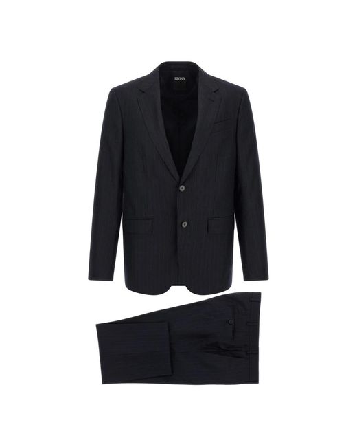 Zegna Black Single Breasted Suits for men