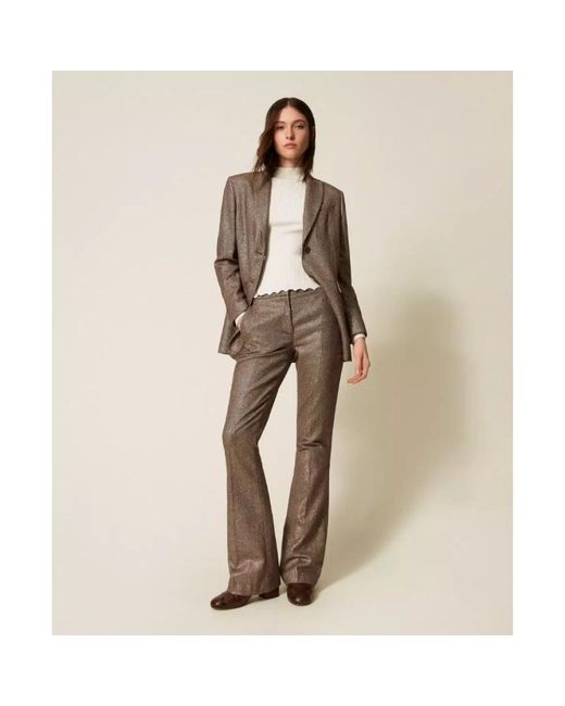 Twinset Gray Wide Trousers