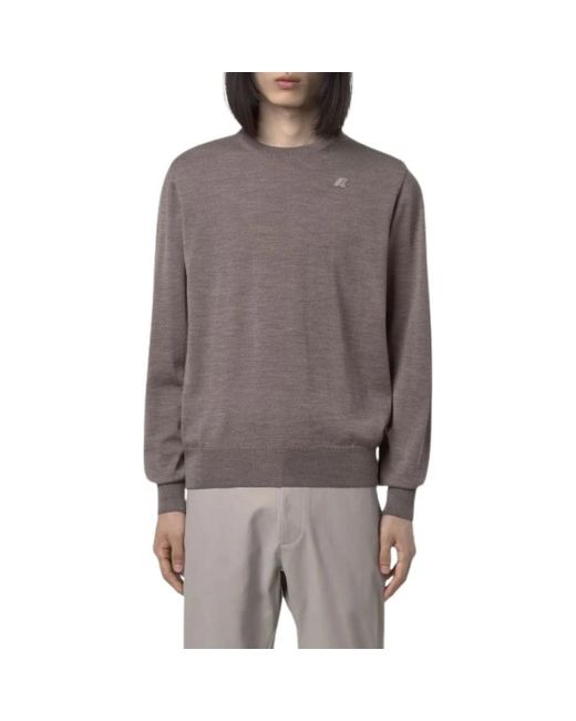 K-Way Gray Round-Neck Knitwear for men