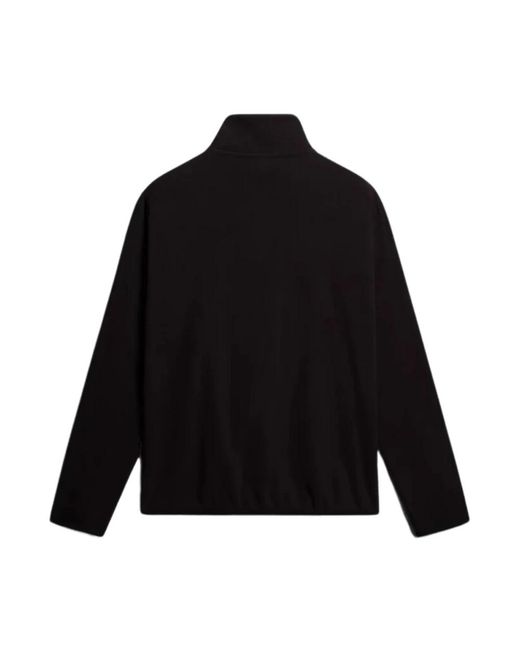 Napapijri Jassen ,Zwart ,Polyester Zwarte Hoodless Fleece Half-Zip Jas in het Black voor heren