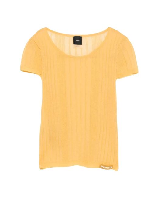 Pinko Yellow Round-Neck Knitwear