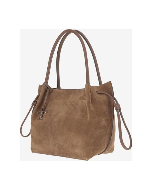 Tod's Brown Leder-Schultertasche Mit Zugverschluss