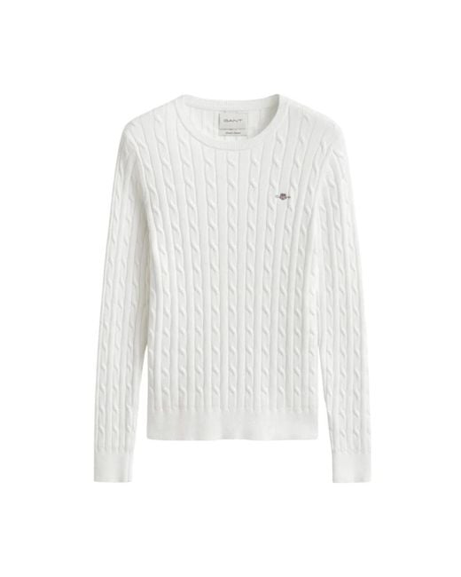 Gant White Round-Neck Knitwear