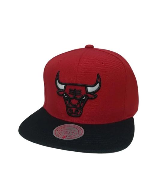 Cappellino snapback team bulls rosso di Mitchell & Ness in Red da Uomo