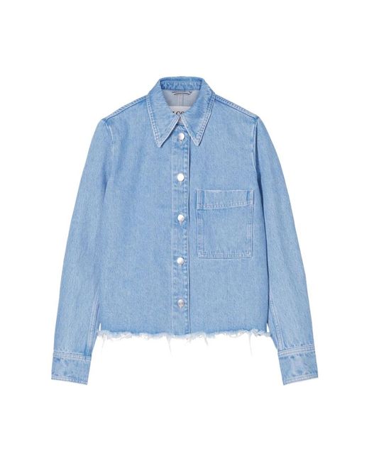 Closed Overhemden ,Blauw ,Denim Buttoned Coat in het Blue