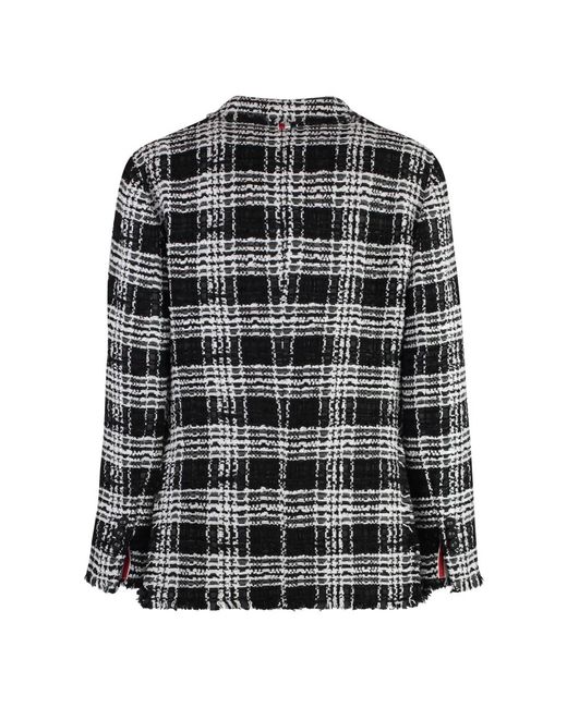 Thom Browne Jassen ,Zwart ,Tweed Klassieke Tweed Blazer Met Zakken in het Black