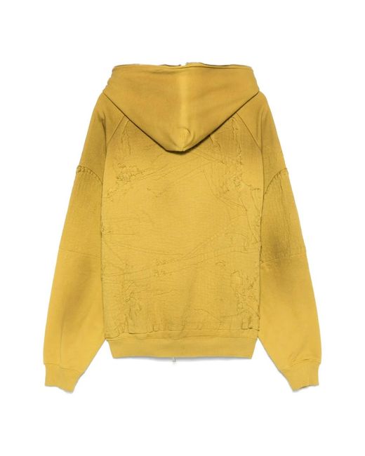 Paura Hoodies & Sweatvesten ,Geel ,Katoen Idris Full Zip Hoodie in het Yellow voor heren
