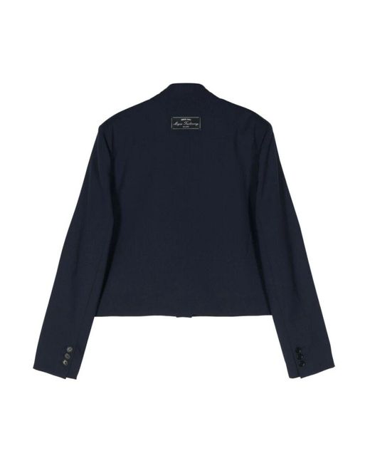 MSGM Blue Blaue wollmischungsjacke crepe textur