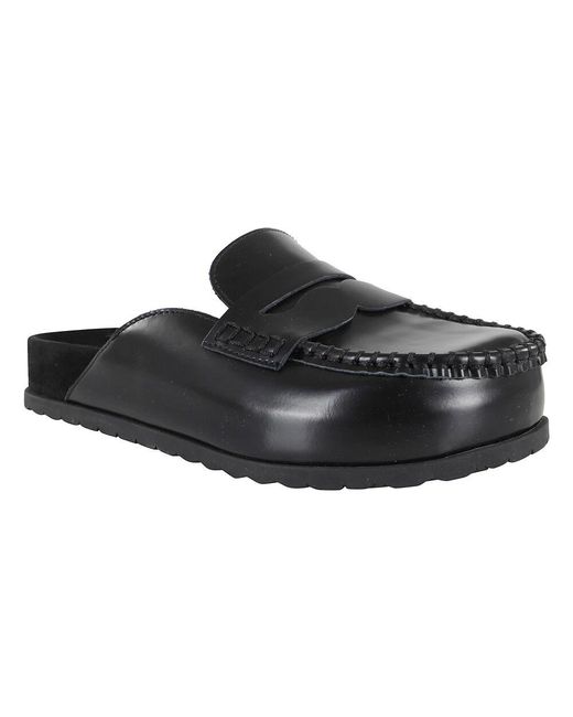 Ash Black Schwarze Leder Mokassin Clogs