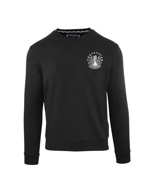 Aquascutum Baumwoll-sweatshirt mit gerippten bündchen in Black für Herren