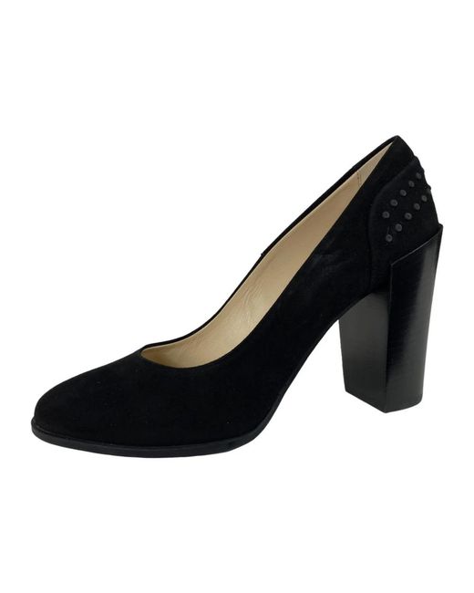 Tod's Schoenen ,Zwart ,Suede Schoenen Decollete Zwarte Hak in het Black