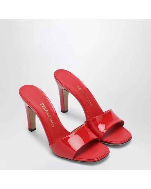 Ferragamo Red Heeled Mules