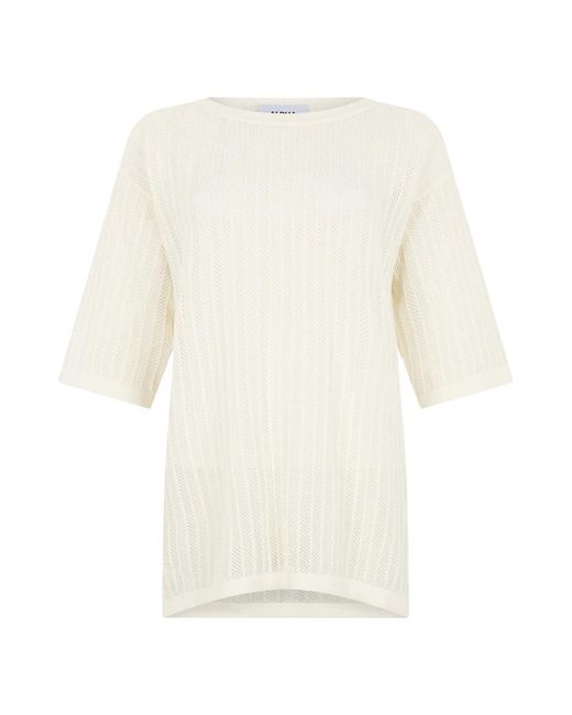 Alpha Studio White Round-Neck Knitwear