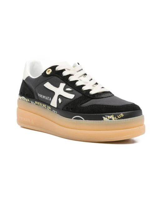 Premiata Black Micol Logo-Patch Sneakers