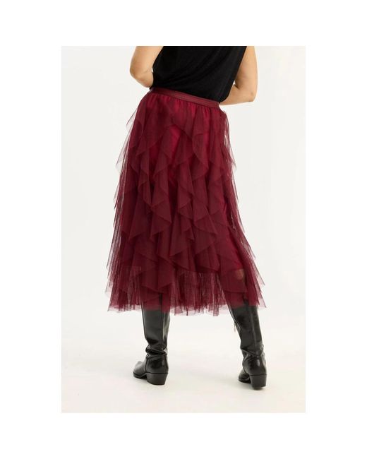 iN FRONT Red Midi Skirts