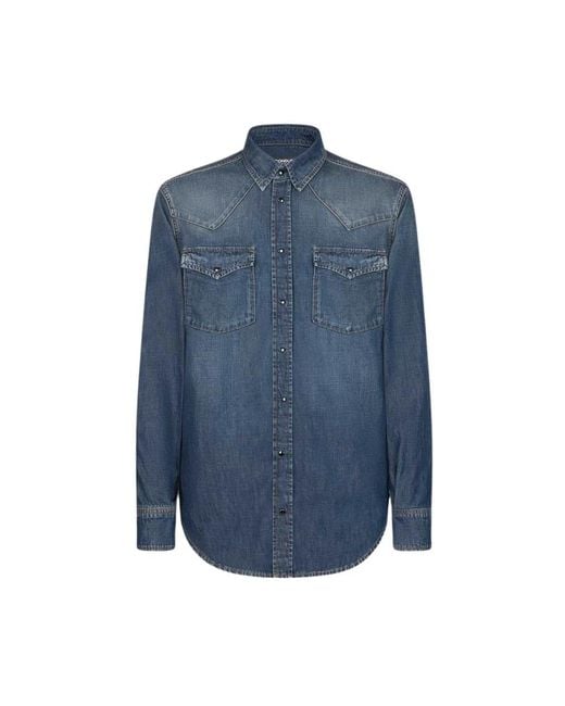 Dondup Blue Denim Shirts for men