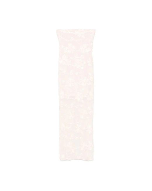 ROTATE BIRGER CHRISTENSEN White Blush Flower Mesh Tube Kleid