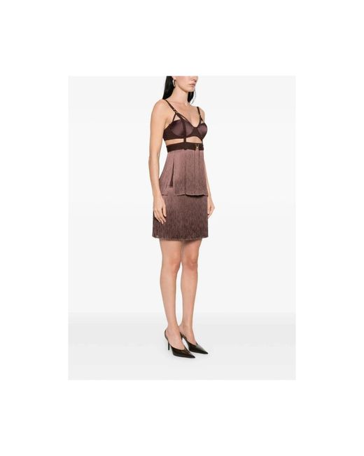 Elisabetta Franchi Brown Dress Fringe