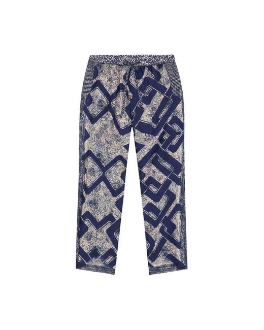 Pierre Louis Mascia Zijden Broek Met Vintage Prints in het Blue