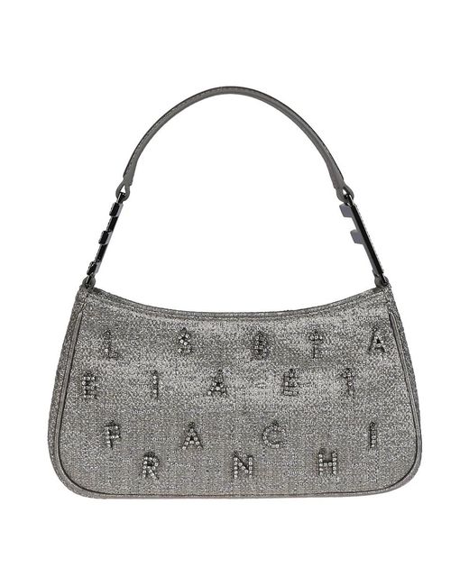 Elisabetta Franchi Gray Stilvolle piombo tasche,tweed lurex schultertasche mit charms