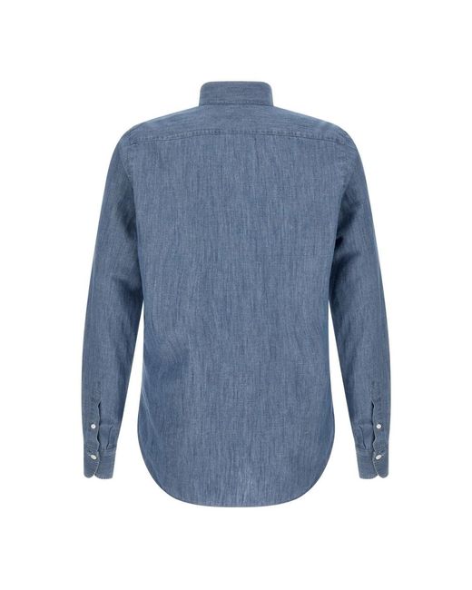 Finamore 1925 Blue Denim Shirts for men