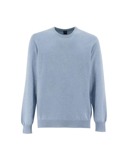 Fedeli Kasjmier Crew Neck Slim Fit Sweater in het Blue voor heren