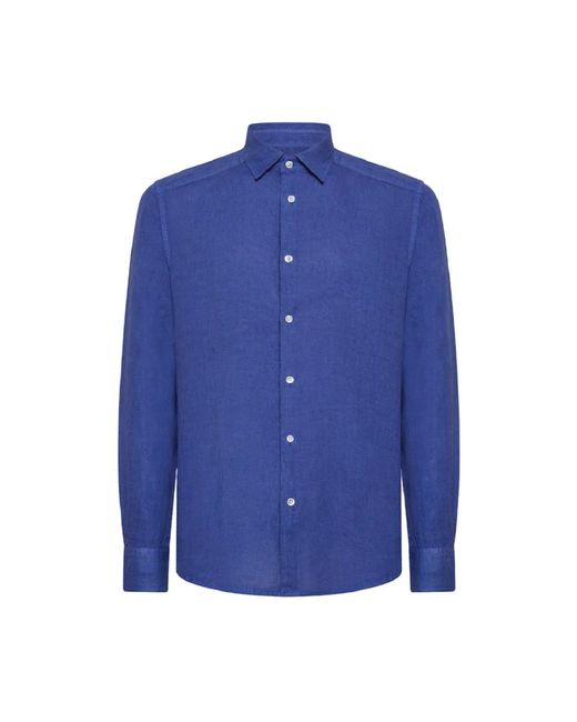 Camicia in lino slim fit casual elegante di Peuterey in Blue da Uomo