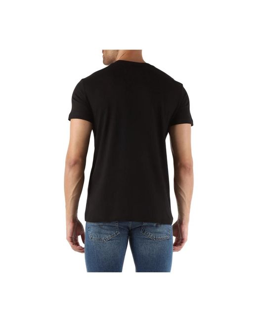 Versace Slim fit baumwoll logo t-shirt in Black für Herren