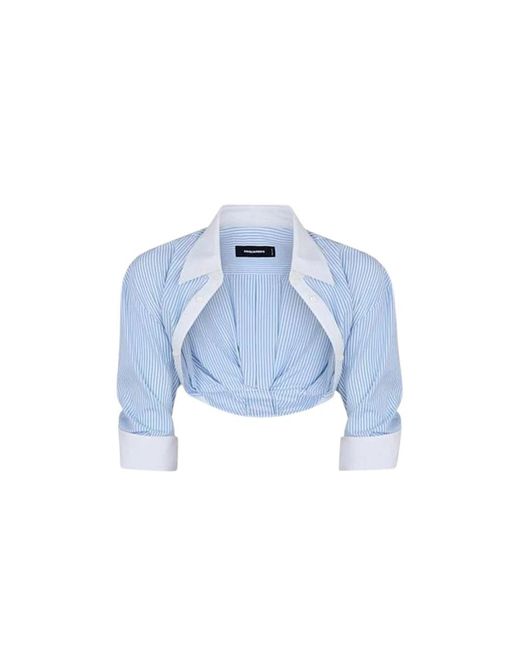 DSquared² Overhemden ,Blauw ,Katoen Chemise Crop in het Blue