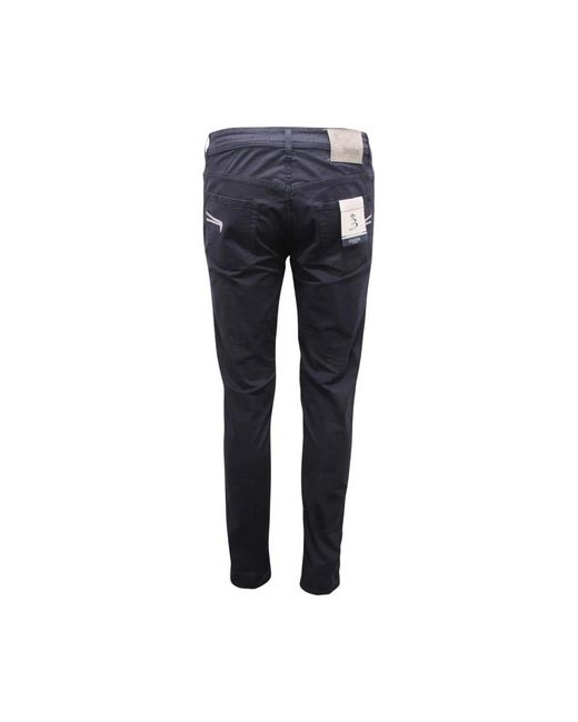 Barba Napoli Blue Slim-Fit Trousers for men