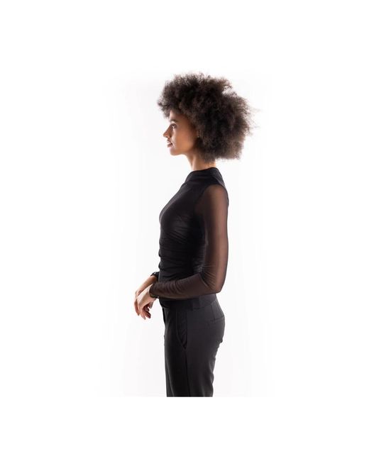 Marella Black Schwarzer Tüllpullover Mit Rüschendetails