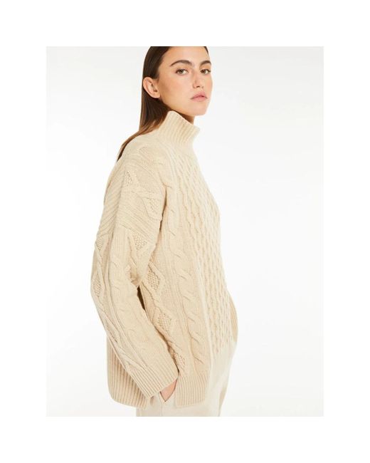 Weekend by Maxmara Truien & Vesten ,Wol Patchwork Wollen Coltrui in het Natural