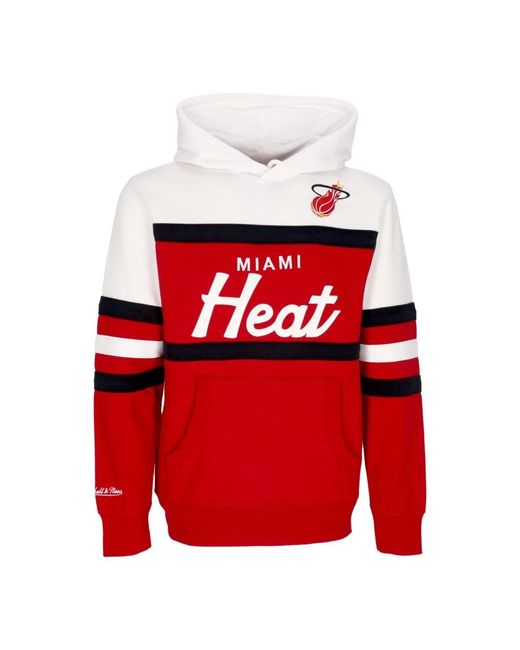 Mitchell & Ness Hoodies & Sweatvesten ,Veelkleurig ,Katoen Miami Heat Nba Hoodie in het Red voor heren