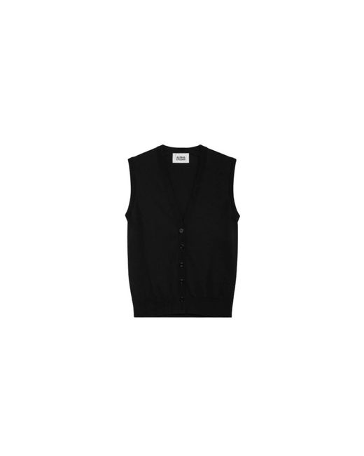 Alpha Studio Jassen ,Zwart ,Katoen Crepe Vest in het Black