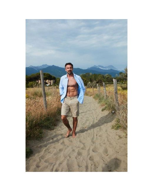 Mason's Herringbone Chino Bermuda Shorts in Natural für Herren