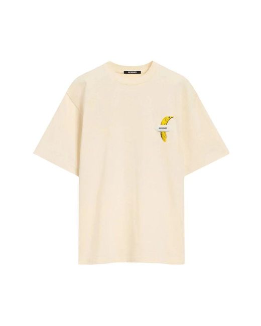 Jacquemus Natural T-Shirt With Logo for men