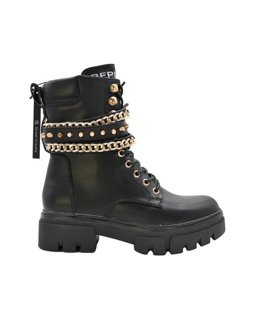 Replay Black Lace-Up Boots