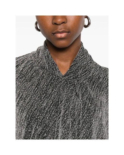 IRO Ysane Top Met Lange Mouwen, Textuur En Opstaande Kraag in het Gray