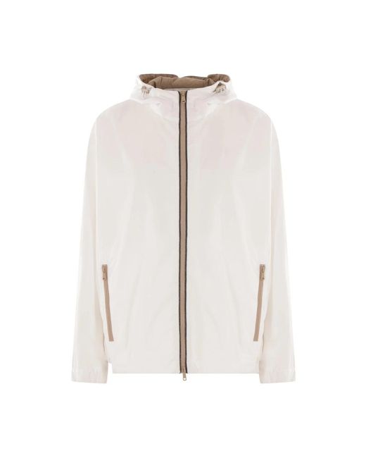 Brunello Cucinelli Jassen ,Wit ,Witte Technische Windbreaker Met Heraldisch Logo in het White