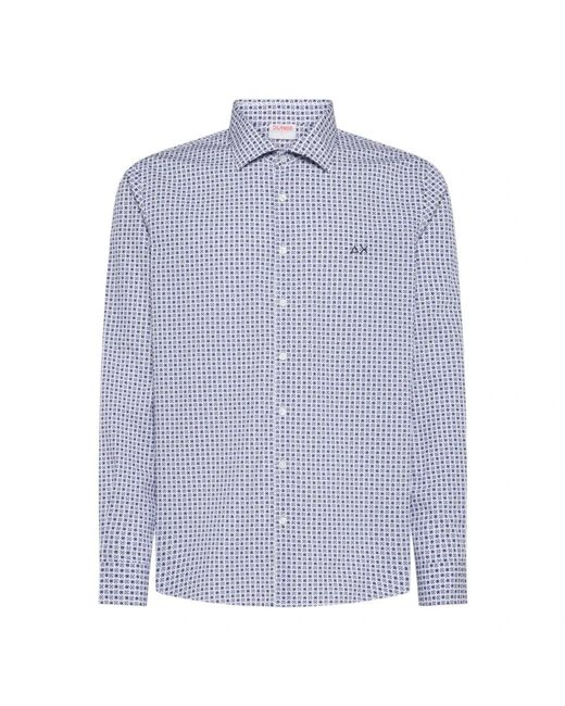 Sun 68 Blue Casual Shirts for men