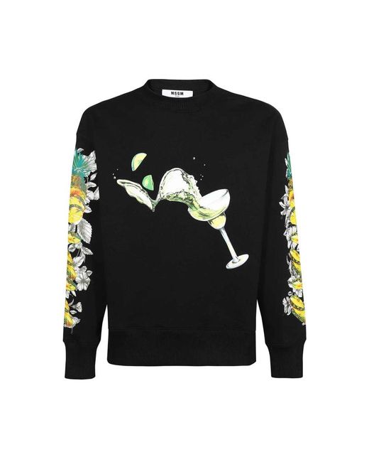 MSGM Hoodies & Sweatvesten ,Zwart ,Katoen Katoenen Sweatshirt Met Geribbelde Kraag in het Black voor heren