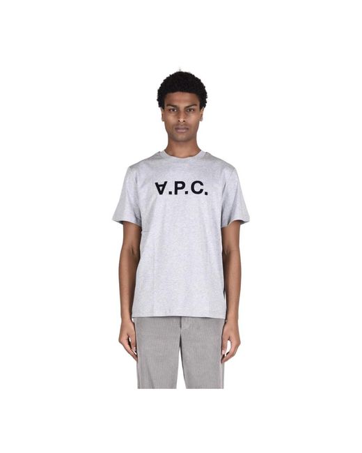 A.P.C. Tops ,Grijs ,Katoen Katoenen T-Shirts in het White voor heren