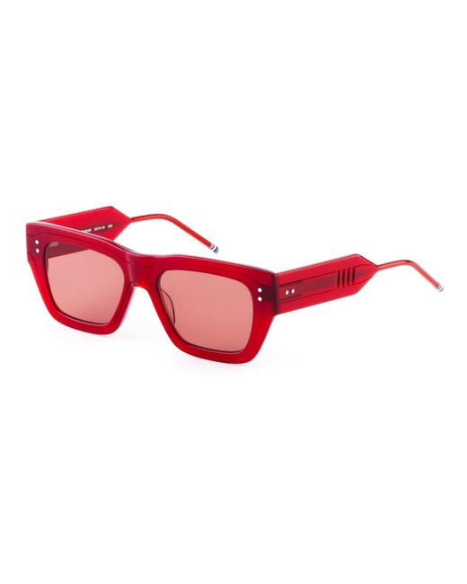 Thom Browne Accessoires ,Rood ,Acetate Rechthoekige Zonnebril in het Red