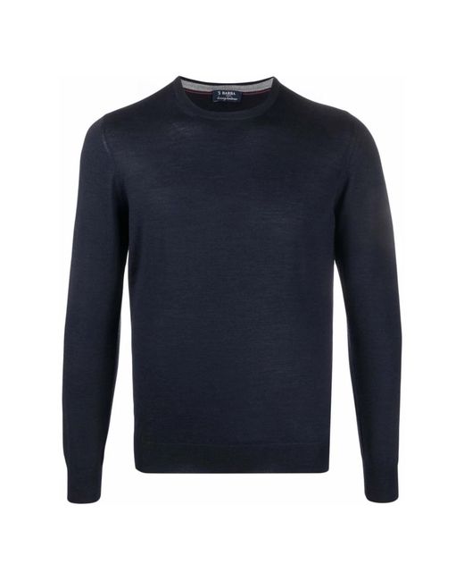 Barba Napoli Blue Round-Neck Knitwear for men