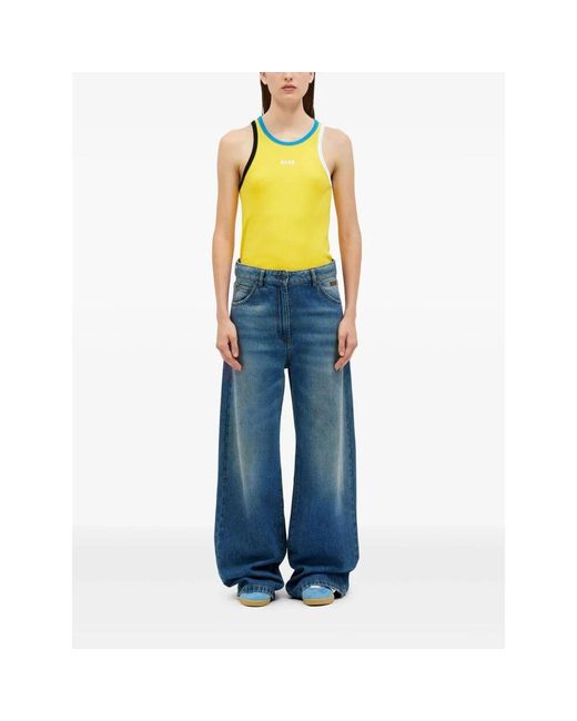 MSGM Blue Weite Bein Waschjeans
